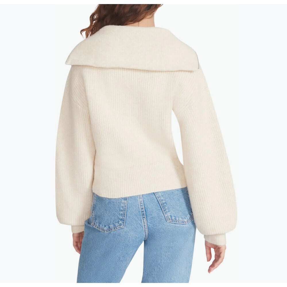 STEVE MADDEN Rowan Quarter Zip Pullover XS Ribbed Sulphur Springs Ivory - Picture 15 of 15